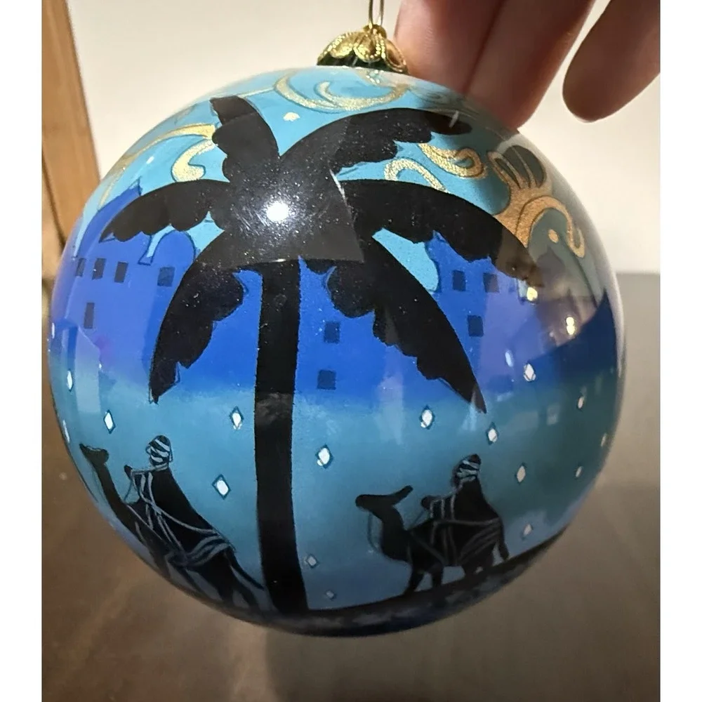 Pier 1 Imports Li Bien Nativity Wise Men Reverse Painted Glass Ornament 2017